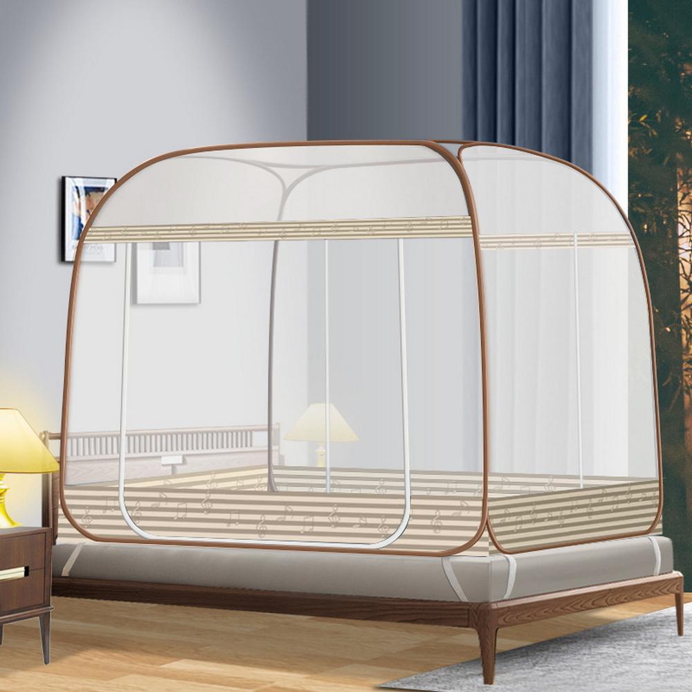 Instant Setup Mosquito Net Tent for Double Bed Foldable Mesh Canopy Breathable Square Top with Zippered Doors Home Accessories