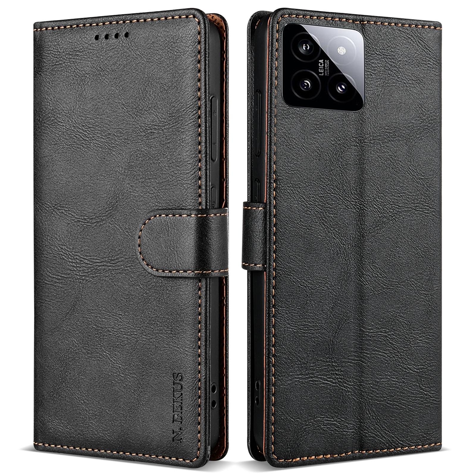 

N.BEKUS CSJ-001 For Xiaomi 14 Case PU Leather Cover with Wallet Stand A