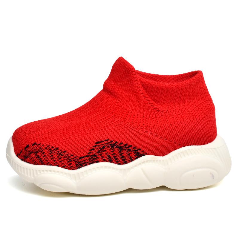 New classmate high-elastic flying woven bear sole baby shoes children's toddler shoes platform casual shoes socks shoes