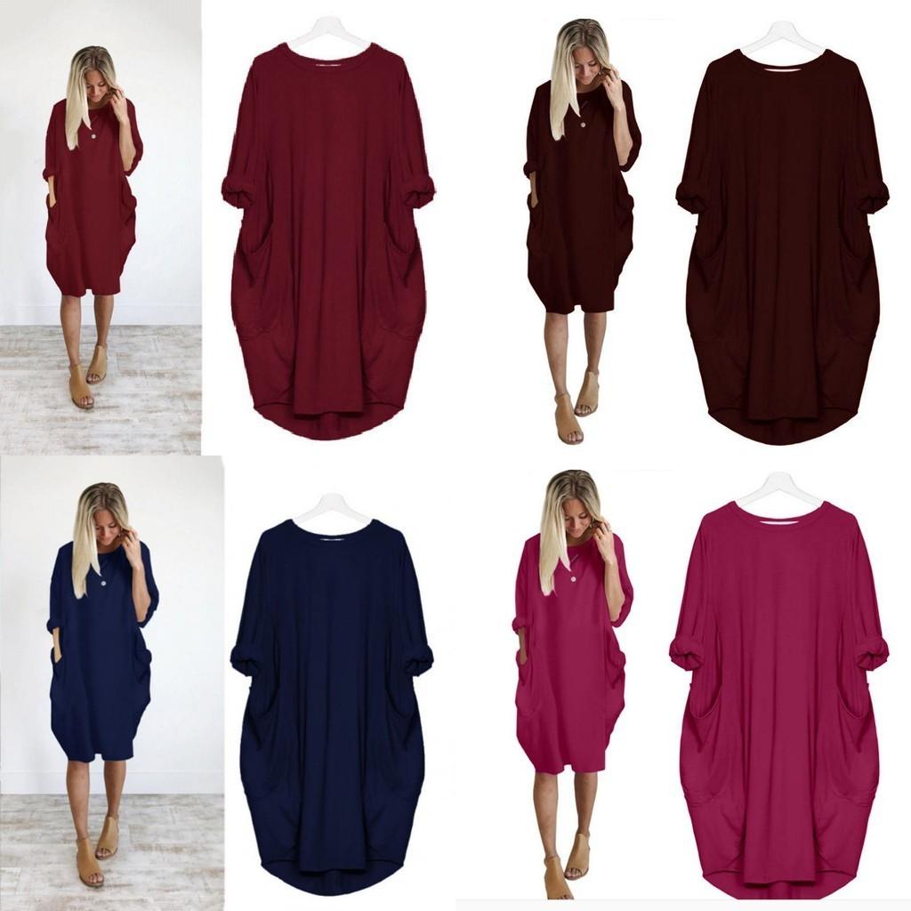 Elegante Damen Stretch Locker Baggy Pullover Oberteile Mit Taschen Für Perfekten Party-Look