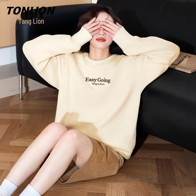 TonLion Women s Round Neck Loose Fit Pullover Sweatshirt XL