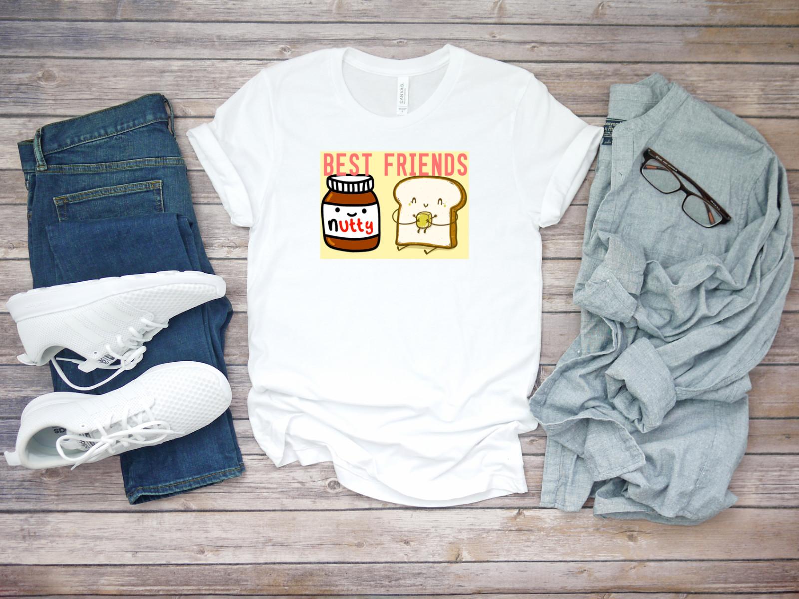 Best Friends Nutella and Butter Bread Short Sleeve White Men T-shirt K475 XXXXL