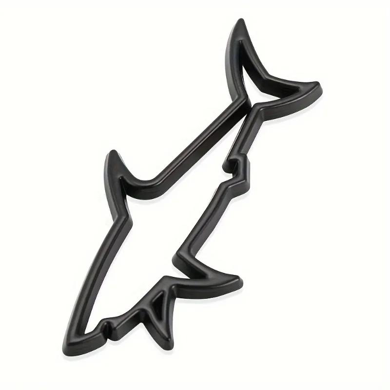 3D Metal Car Shape Sticker Hollow Shark Badge Decal for Car Trunk Motorcycle Decoration Accessories
