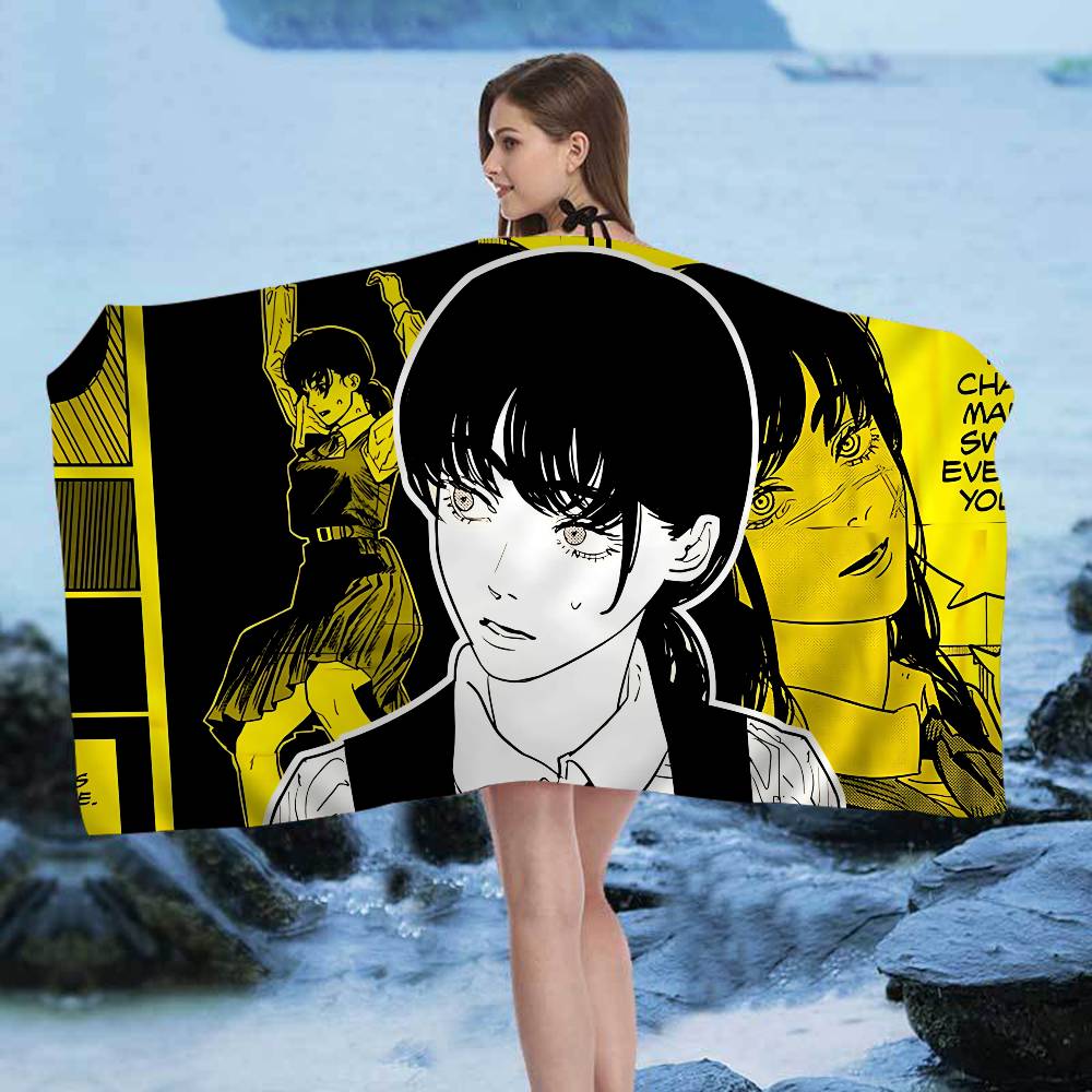 Asa Mitaka Chainsaw Man Anime Microfiber Blanket Quick Drying Beach Towels Oversized Printing Super Absorbent Pool Towel Blanket