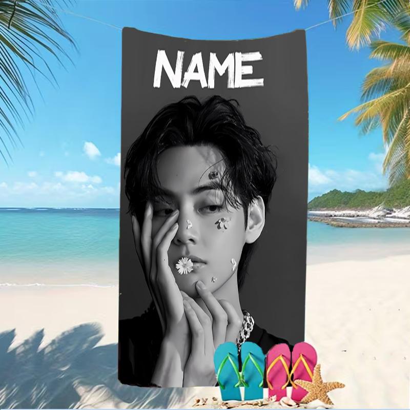 Customizable personalized beach towels Jimin themed designs.Suitable for the beach, yoga, sports;ideal as beach accessories