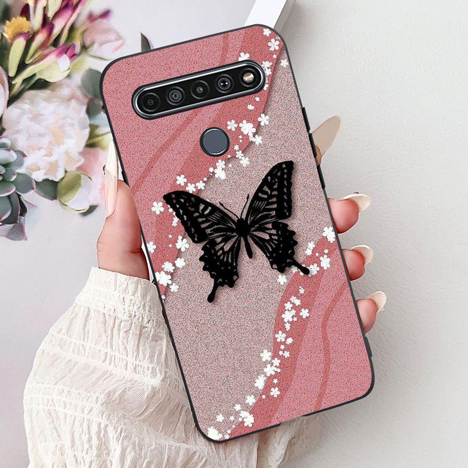 For LG K41S K51S 2020 Elegant Floral Cat Printed Phone Case For LG K41S K51S LM-K410 LM-K510 Black Silicone Soft Cases
