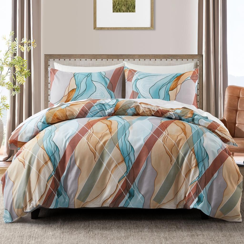 Boho Aztec Duvet Cover Queen King Vintage Colorful Southwestern Triangle Pattern Quilt Cover Exotic Tribal Geometric Bedding Set