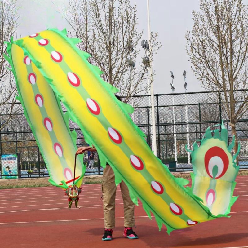 Dragon Dance Ribbon with Head Chinese New Year Gift Festival Performance Props Outdoor Fitness Wu Long Products