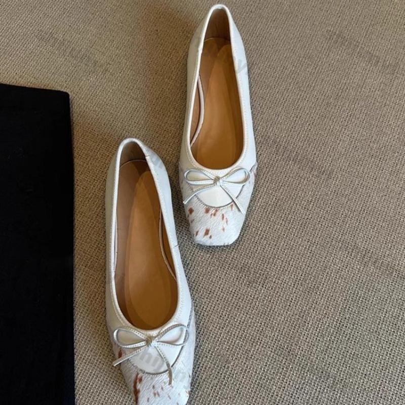 Women Shoes 2025 Spring Autumn New Fashion Comfort Bow-knot Mary Jane Shoes Lightweight Soft Sole Square Toe Women's Ballet Shoe