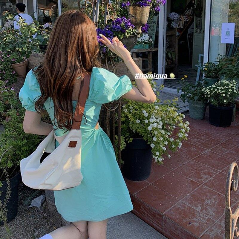 Buy Elegant Casual Women S Dresses Party Puff Sleeve Bandage Design Kawaii Mini Dress Female Sexy One Piece Dress Korean Summer At Affordable Prices Free Shipping Real Reviews With Photos Joom