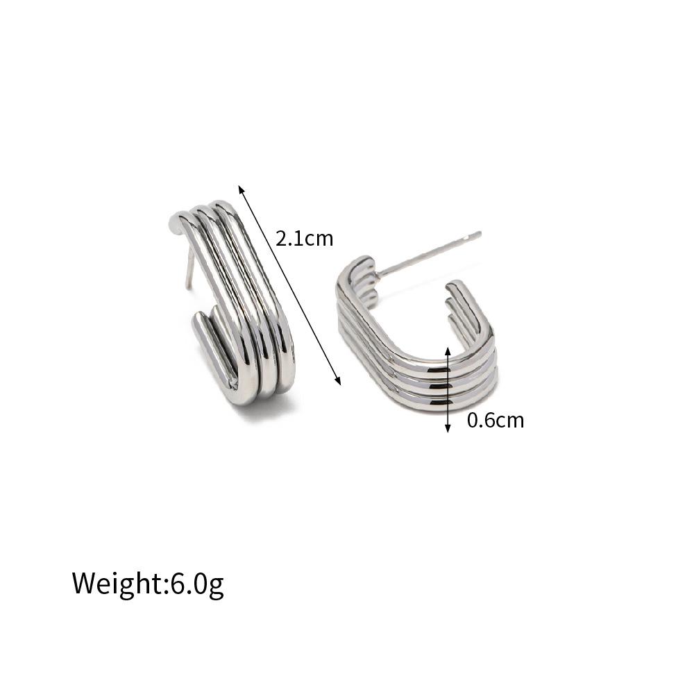 Yori Geometric Unusual Stainless Steel Metal Stud Earrings 18K PVD Plated Texture Golden Fashion Unique Jewelry