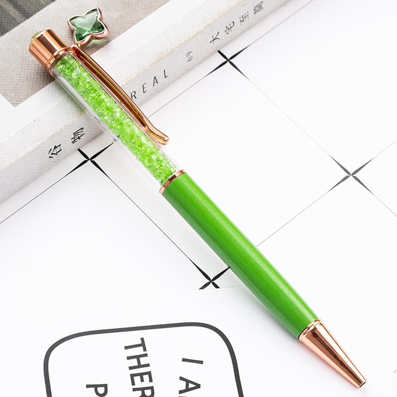 

1 шт. Кулькова ручка Шкільне приладдя Канцтовари Офіс Метал Кристал обертається Розкішний бренд Високоякісна медсестра Діамант Рожеве золото Конюшина Ink Color:Black