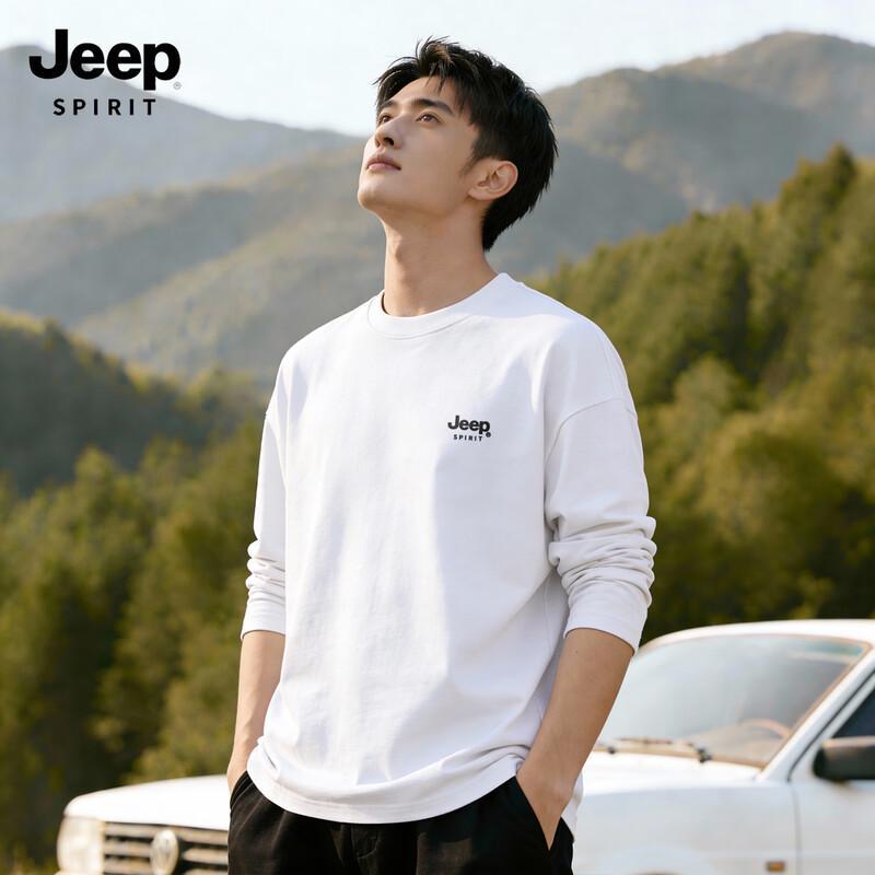 JEEP SPIRIT Men's Loose Fit Long Sleeve Cotton T-Shirt