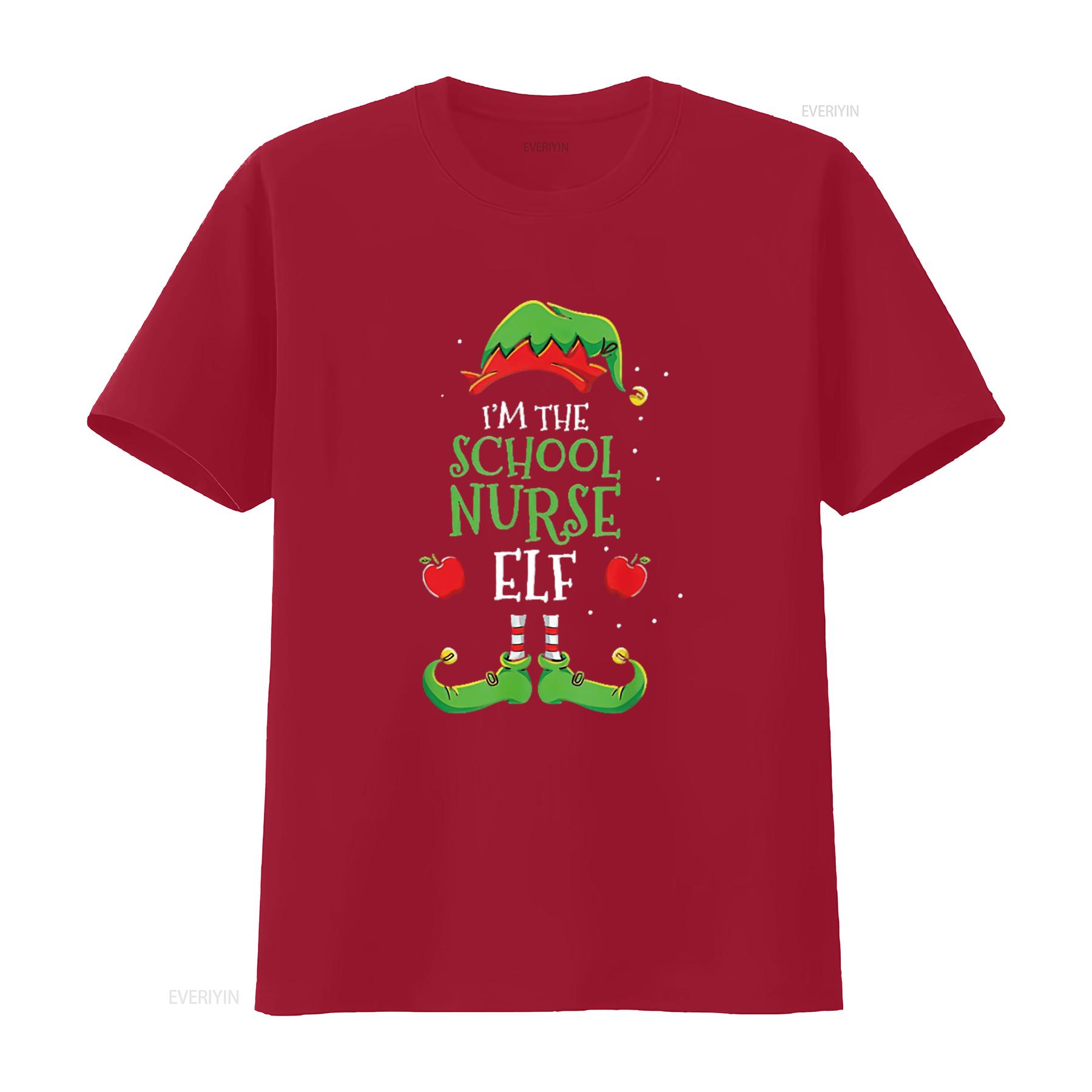 Mens Im The School Nurse Elf Christmas T Shirt vintage Washed Breathable fashion Stretched Stylish Versatile S
