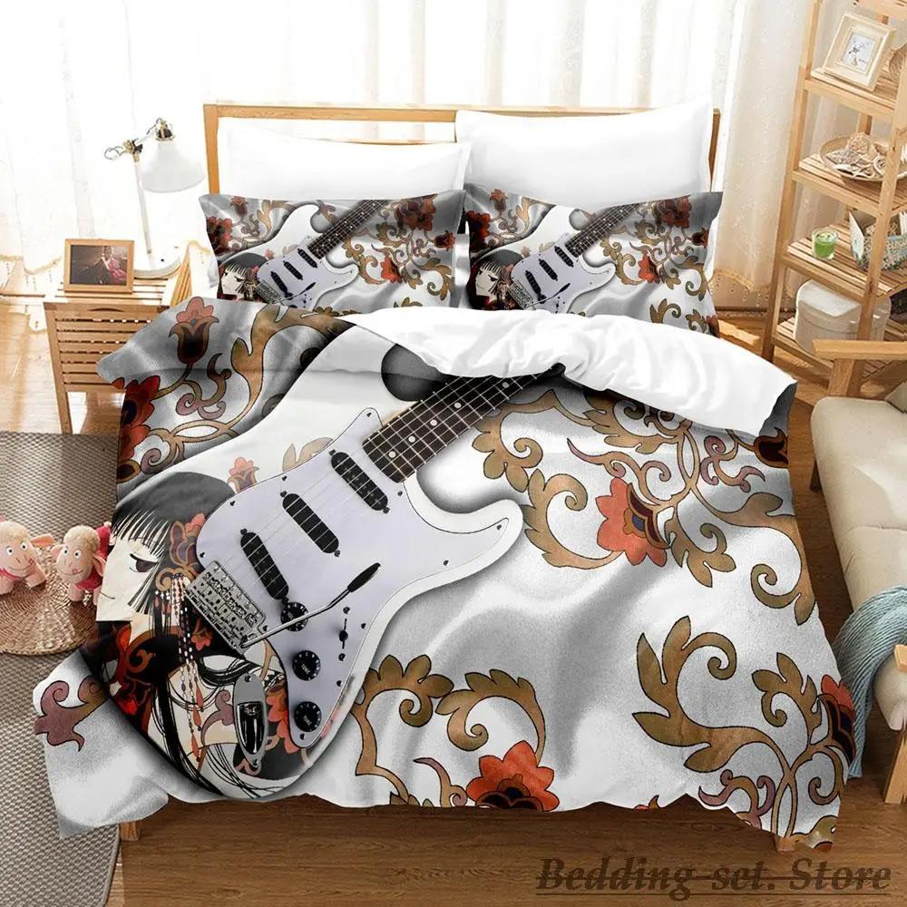 Music Guitar Bedding Set Single Twin Full Queen King Size Anime Duvet Cover for Adult Kid Bedroom