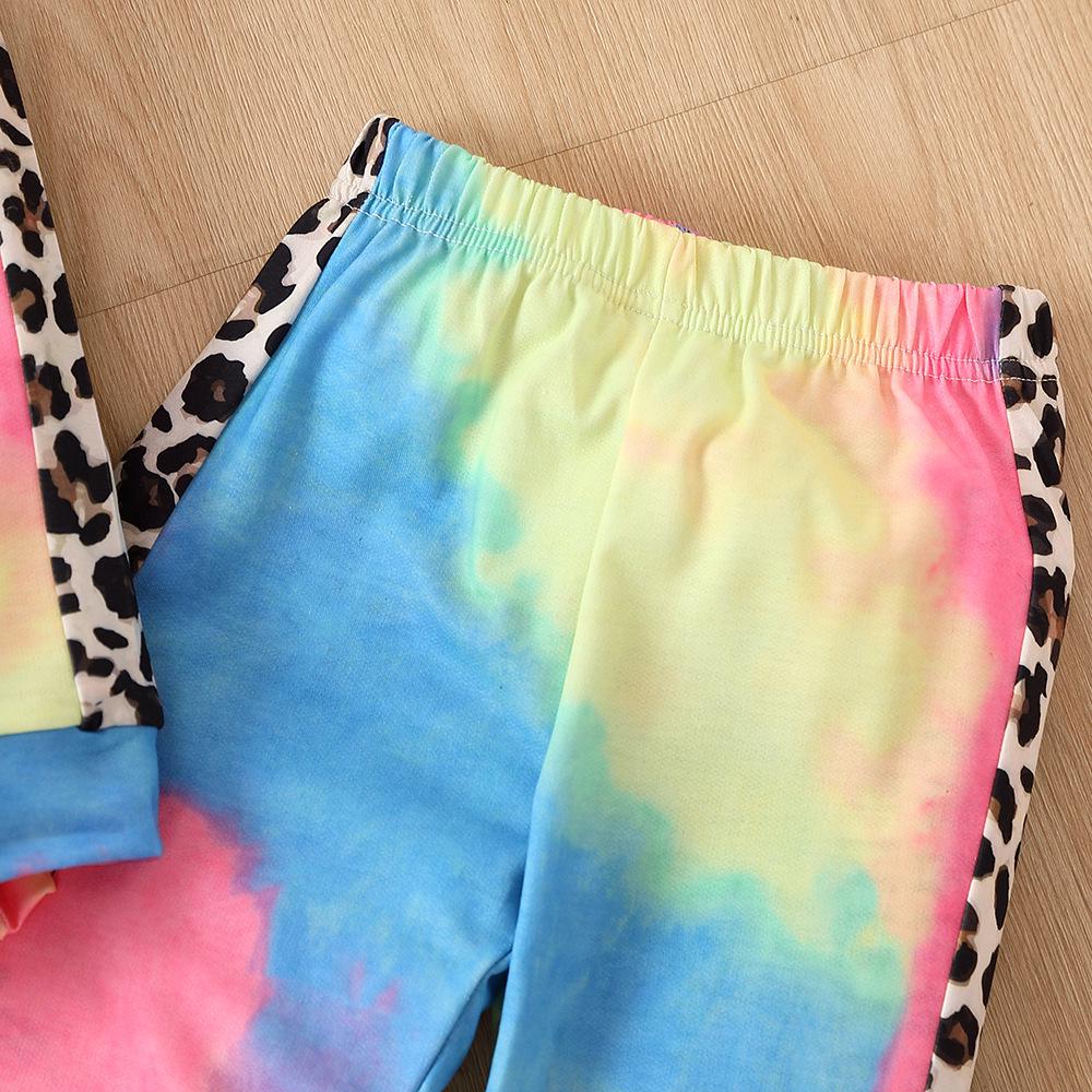 Kids' Cross-Border Tie-Dye Patchwork Hoodie & Sweatpants Set, Autumn/Winter Fashion