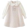 DAVE & BELLA Girls' Spring Pink Plaid Faux Two-Piece Long Sleeve Dress