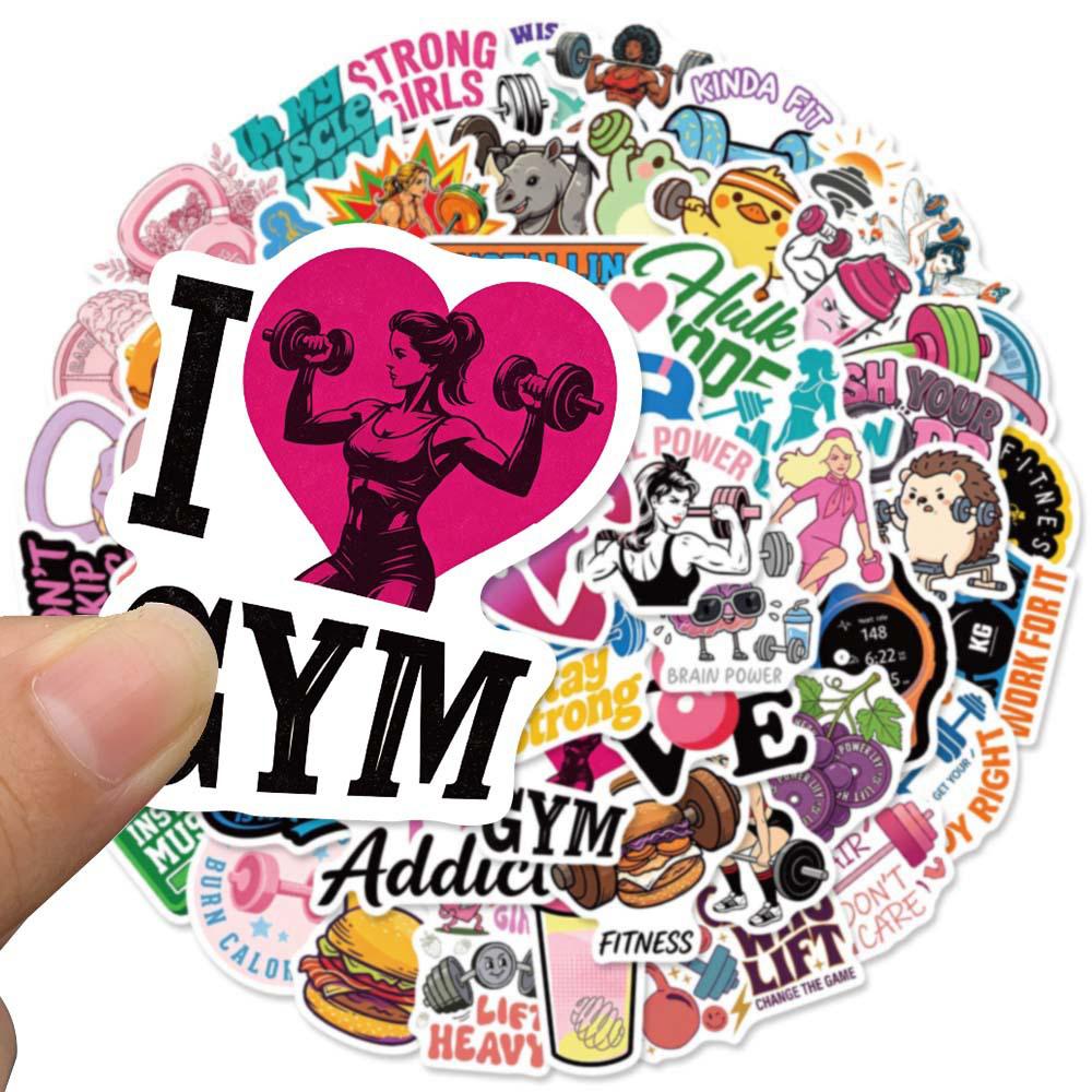 10/30/50/120pcs Cute Exercise Fitness Women Stickers Animal Sport Graffiti Decal DIY Guitar Journal Laptop Funny Cartoon Sticker