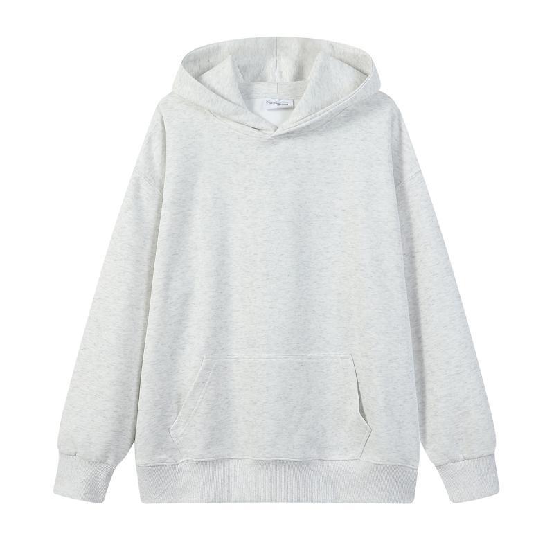 Trendy Unisex Heavyweight Retro Hoodie: Plain Color, Drawstring-Free, Loose Fit for Autumn/Winter