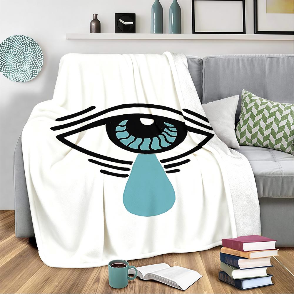 Blue Eye Tear Flannel Throw Blanket – Stylish Aesthetic Design, Soft Cozy Fleece for Couch, Bed, Office & Travel