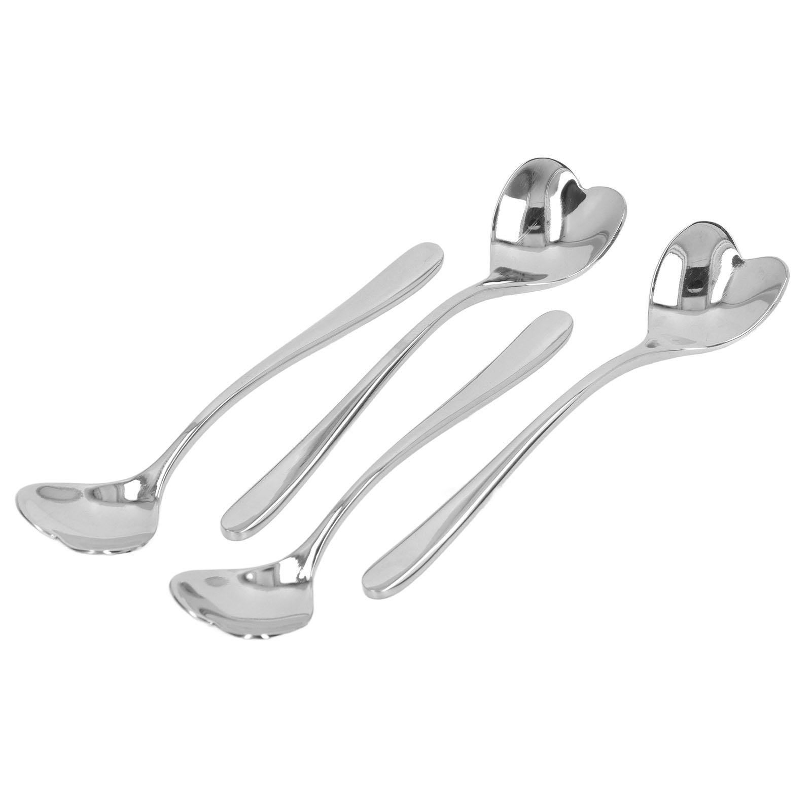 

4pcs Coffee Spoon Stainless Steel Heart Shaped Tea Dessert Sugar Stirring Spoon for Cafe L