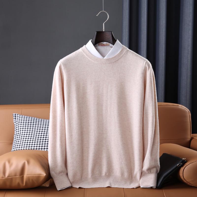 Men's Casual Autumn & Winter 100% Pure Wool V-Neck Loose Knit Sweater