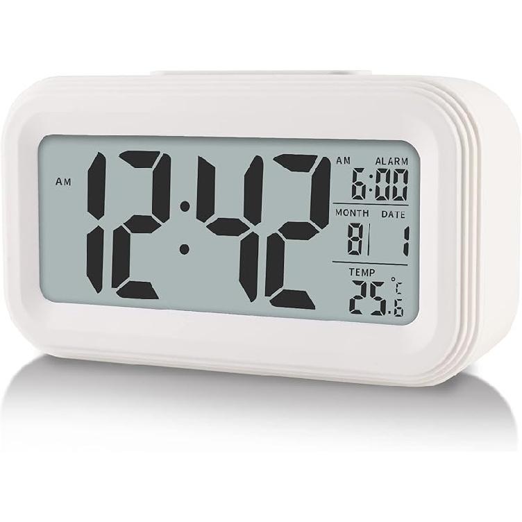 Digital Alarm Clock with Indoor Temperature, Battery Operated,Snooze Model,12/24H Display for Bedrooms Heavy Sleepers Kids Travel Bathroom Desk Smart