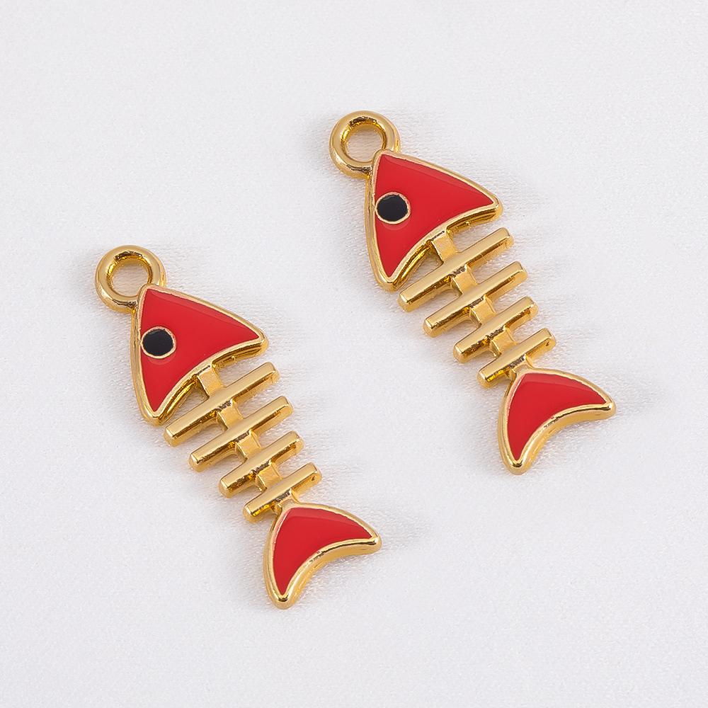 10pcs Cute Orange Enamel Sea Coral Turtle Conch Fish Starfish Charms Alloy Pendants for DIY Necklace Bracelet Jewelry Findings