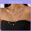 Ensemble de Bijoux Style Hepburn avec Perles Synthétiques Collier Multicouche et Boucles d'Oreilles Pour Femmes et Hommes