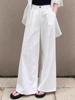 Women's White Wide-Leg Denim Pants: Slimming Drape for Spring/Autumn, Pear-Shaped Fit, Loose, Thin Style, Casual Elegance.