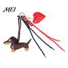Backpack Decoration Charm Faux Leather Dachshund Keychain Pendant, Cartoon Dog Hanging Theme Key Ring Decor with Braided Rope, Handbag Decorative