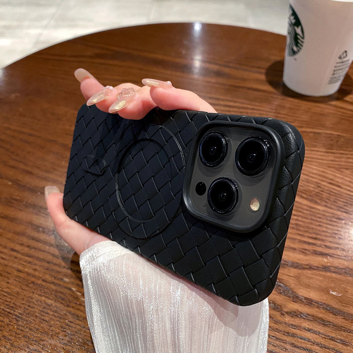 

Силіконовий магнітний чохол для телефону iPhone 14 Pro Max із тканим малюнком і технологією розсіювання тепла 13