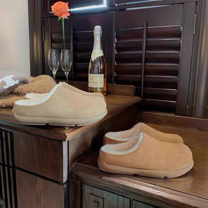 Mao Mao semi-drag Birken single shoes for women in autumn and winter 2025 Thickened warm and heightened Muller flat-bottomed bag head slippers for 