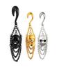 Long Decorative Skull Plug Gold - Pt-083 6 Mm