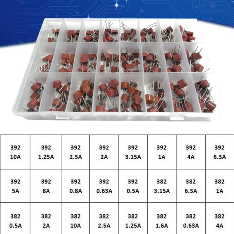 240 Pcs 392 Square 382 Round Mounted Micro Fuse Slow Blow 250v 0.5a-10a 24 Specifications Spare