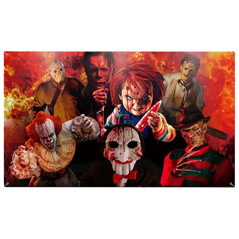 Horror Party Decorations Horror Classic Movie Character Photo Backdrop, 5x6.9ft