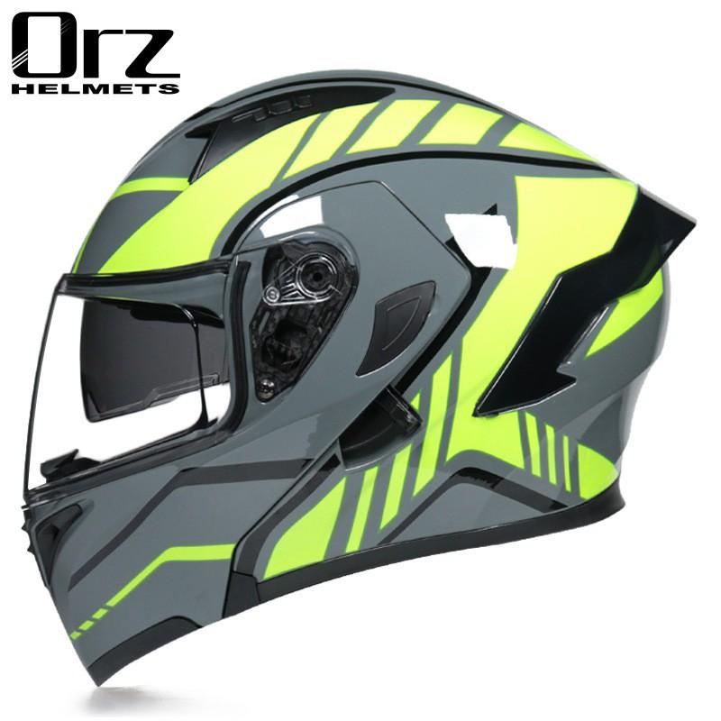 Full Face Motorcycle Helmet With Visor Flip-Up Men Women Adult ABS Safety Winter Riding Gear Gray Black