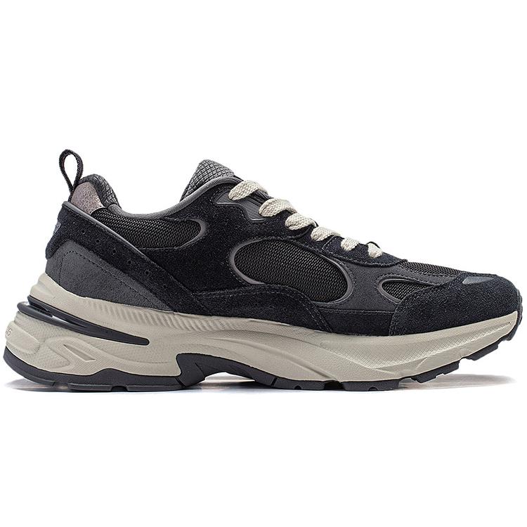 Li Ning Beicheng Cushioning Slip Resistant Abrasion Resistant Support Low top Chunky Sneakers Men's Black Gray AGCT425-3