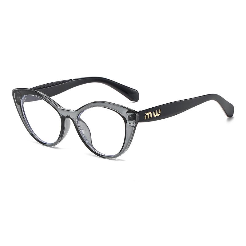 14532 Trendy Cat Eye Classic Glasses Frame 2024 New Fashion Anti-Blue Flat Glasses Unisex