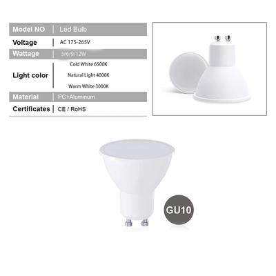 6PCS LED Spotlight Bulb 220V 3W 6W 9W 12W GU10 180 Degree Beam Angle LED Light Lamp For Home Decoration Bulb