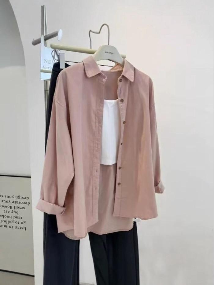 Women's Retro Corduroy Layering Shirt - Loose Fit, Casual Long-Sleeved Top