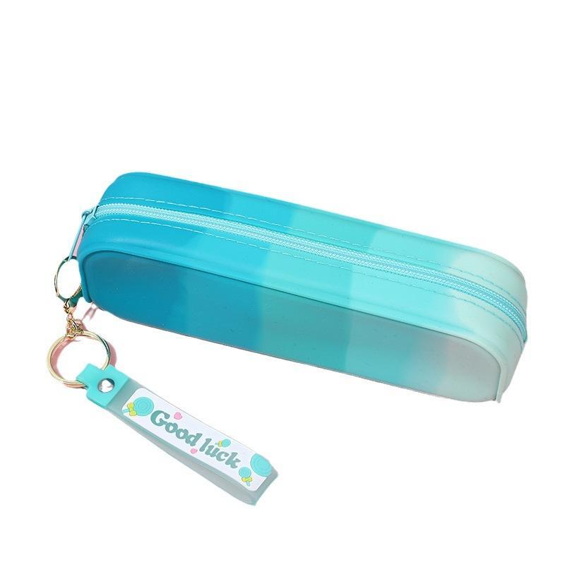 New Silicone Pencil Case Creative Student Portable Simple Rectangular Gradual Storage Supplies