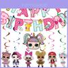 Adorável Conjunto de Decorações de Festa de Aniversário de Boneca Lol Surprise Banner e Espirais Incluídos