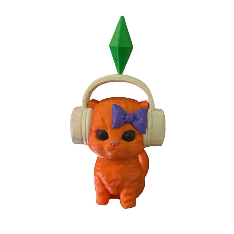 Miyin Dancing Cat Statue Wearing Headphones 3D Printed Cat Ornament Home Office Decor Car Decoration Party Gift