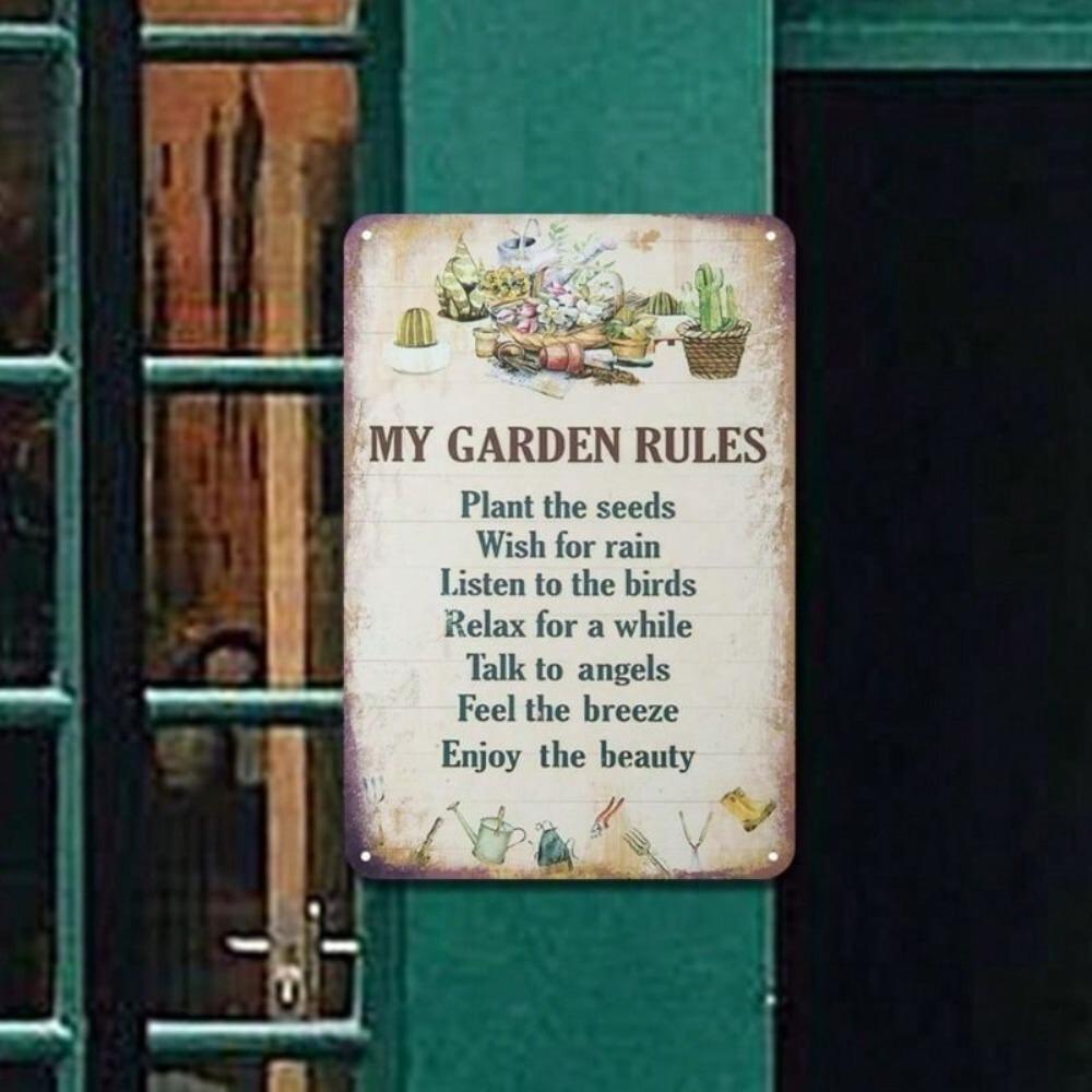 Metal Wall Art Vintage Garden Rules Farmhouse Decor
