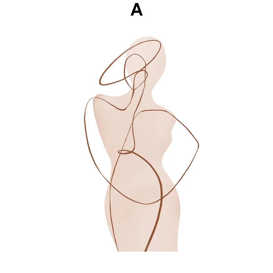 

Boho Abstract Woman Lines Minimalism Plants Sun Posters and Print Wall Art, Canvas Painting, Pictures for Living Room, Home Deco 21X30cm No Frame