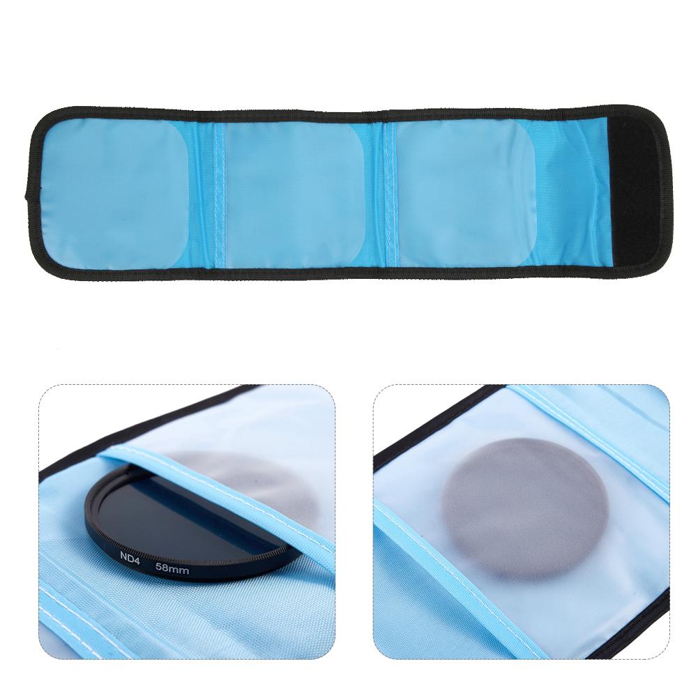 FOTGA Camera Lens 3Pcs Filter Storage Bag Round Square Filter Protector Case Pouch