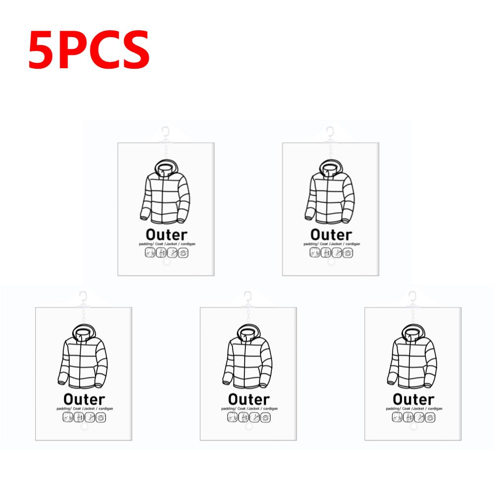 1-5pcs Hanging Vacuum Bags Space Saving Clothes Hang Transparent Vacuum Bag Storage For Clothes Down Jacket Overcoat Compression