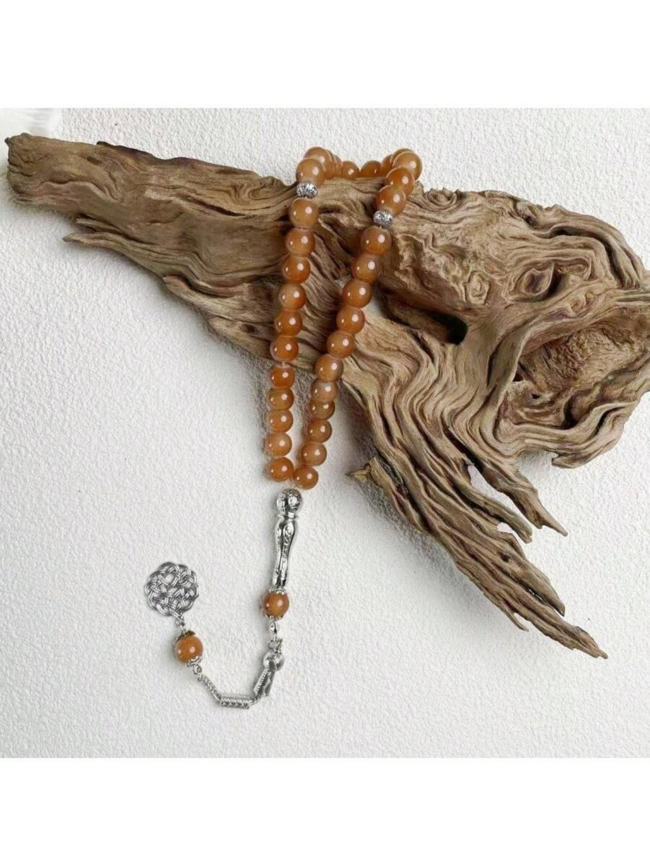 

Middle East bestseller Muslim prayer beads: 33 beads, 10mm chicken wing wood prayer bracelet, 45 beads, 8mm imitation jade praye хаки