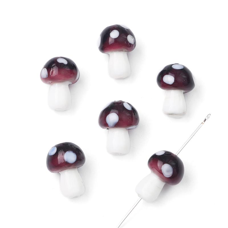 5-25Pcs Glazed Mushroom Glass Beads For DIY Jewelry Making Necklace Bracelet Earrings Craft Accessories